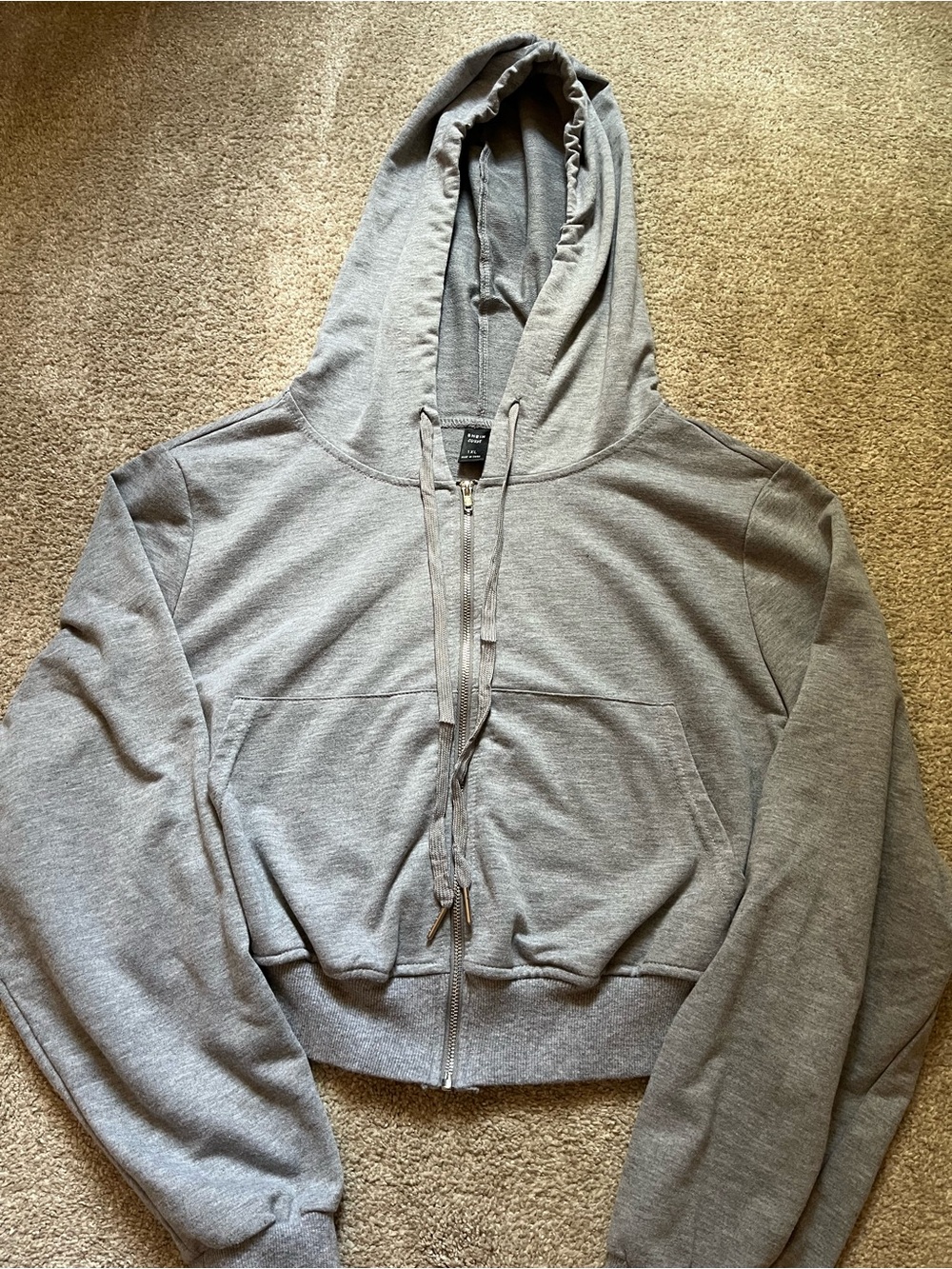 Light Gray Cropped Zip Hoodie